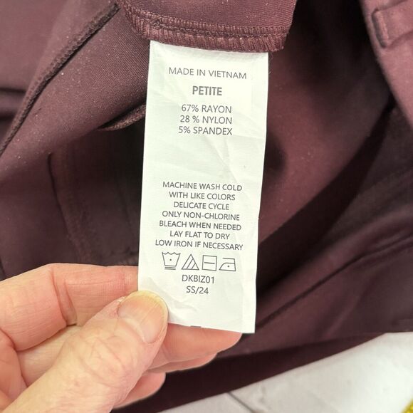 Quince Minimalist Stretch Ankle Ponte Pants Trousers Womens MP Burgundy Office - Picture 5 of 10